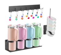 3PCS Magnetic Cup Storage Rack Set, Magnetic Cup Holder for Fridge with Tumbler Lid Organizer and Hooks for S-TANLEY 20oz 30oz 40oz Cups Magnetic Water Bottle Organizer Kitchen Refrigerator Holder