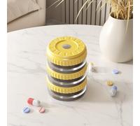 3pcs Magnetic Pill Organizer, Moisture-Proof Rotating Lid Medicine Box, Stackable Moisture-Proof Medicine Box for Vitamins & Supplements (Yellow)