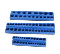 3PCS Magnetic Socket Organizer Set, 1/4in 3/8in 1/2in Drive Sockets Storage Tray, Powerful Portable Socket Holder with Soft Rubber Base for Toolboxes, Workshop and Garage Organizat (Metric 16CM)