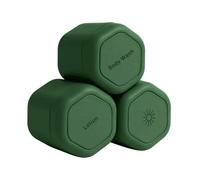 3PCS Magnetic Travel Capsules Set, Leak-Proof Silicone Toiletry Containers for Shampoo Conditioner, Portable Body Care Storage Boxes with Interchangeable Labels (Green)