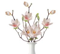 3pcs Magnolia Stems, Bendable Faux Magnolia Flowers Artificial Magnolia Branches For Tall Vase, Home, Wedding,Rose