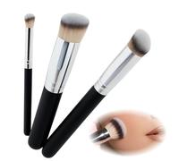 3PCS Makeup Brush Set Angled Synthetic for Concealer Application Blending & Buffing Brushes for Liquid, Cream & Powder Cosmetics with Ergonomic Wooden Handles