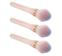 3pcs Makeup Powder Brush Double Sided Blending Tool for Beginners | Pink Plastic Handle, Fibre Bristles, Travel Ready Size, Contour and Blusher Use, Highlighting Finish