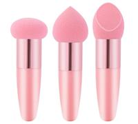 3Pcs Makeup Sponge, Makeup Foundation Sponge with Handle, Dry & Wet Use Beauty Blender Sponge, Beauty Sponge Applicator Makeup Brush, Pink
