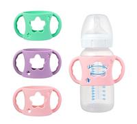3PCS Mam Bottle Handles,Baby Bottle Holder,Star-Shaped Silicone Handle Cover,for Baby Feeding,Anti-Slip Handles Suitable for Wide-Mouth Baby Bottles. (Purple, Green, Pink)