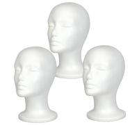 3Pcs Mannequin Head Foam Head Hat Wig Display Training Heads for Makeup Tattoo Hairstyling