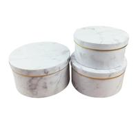 3pcs Marble Bouquet Box round Gift Box for Flower Arrangement | White Paper Cylinder Set, Simple Design for Birthdays and Everyday Decoration