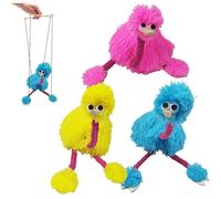 3Pcs Marionette Puppets Yarn Ostrich Puppet with String Colorful Bird String Puppet, Stuffed Plush Parent-Child Interactive Puppets Educational Toys for Kids