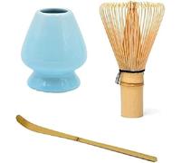 3Pcs Matcha Tea Set, Matcha Whisk, Ceramic Whisk Holder, Tea Scoop, for Traditional Japanese Tea Ceremony (Color A)