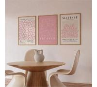 3pcs Matisse & Picasso Inspired Pink Wall Art Abstract Floral Market Posters Canvas Prints For Living Room Decor 60x80cmx3 framework