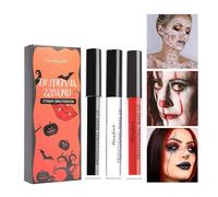 3Pcs Matte Lip Gloss Set, Red White Black Liquid Lipstick Sets, Long Lasting Black Lip Stain, Face Body Paint Halloween Makeup, Cosplay Makeup