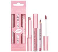 3PCS Matte Liquid Lipstick and Lip Liner Set - Nude Pink Lip Gloss & Lip Liner Set/Hydrating Tint Lip Balm, Collagen Lip Gloss For Dry Lips, Waterproof Make Up Set (Set 01)