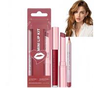 3PCS Matte Liquid Lipstick & Lip Liner Set,Red & Nude Pink Long Lasting Lipstick Makeup Set,Hydrating Waterproof Lip Stain & Colla/gen Lip Gloss for Dry Lips,Matte Liquid Lipstick Set(#2)