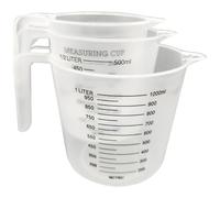 3Pcs Measuring Jug, 1L/500ml/250ml Clear Plastic Water Jug with Handle, BPA-Free Easy to Read Large Measuring Cup for Cooking, Baking.