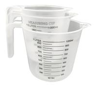 3Pcs Measuring Jug, 1L/500ml/250ml Clear Plastic Water Jug with Handle, BPA-Free Easy to Read Large Measuring Cup for Cooking, Baking.