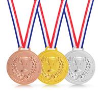 3Pcs Medals for Awards, 2 Inches Plastic Trophy Winner Medal Gold Silver Bronze Prizes Gift Medals for Sports, Games Competitions, Party Favors and Decorations Perfect Prizes for Winners