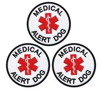 3Pcs Medical Alert Dog Patch, Tactical Embroidered Hook & Loop Patch for Service Dog Vests Clothes Backpack Gear (3x3 Inches)