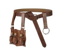 3Pcs Medieval Alchemy Belt Waist Pack with 3 Potion Bottles Medieval Viking Rivet Belts Leather Belt Renaissance Cosplay Costume Accessories for Halloween Masquerade (Brown)
