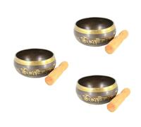 3pcs Meditation Singing Bowl Clarinet Bag Healing Sound Bowl Buddhist Singing Bowl Singing Bowl Striker Prop Relaxation Bowl Hand Wood Mallet Stick Tibetan Copper Wooden Nepal Yoga