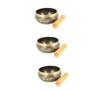 3pcs Meditation Yoga Singing Bow Chakra Bowls Buddhist Singing Bowl Singing Spiritual Bowl Healing Sound Bowl Buddhism Singing Bowl Tibetan Musical Instrument Zen Bowl Nepal Wooden