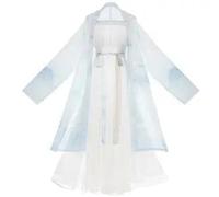 3Pcs Men's Chinese Hanfu - Song Dynasty Style Rivers Lakes Gradient White Clothes Scholar Daily Photograph Womens Clothing Men Show Set(Women,3XL)