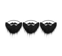 3pcs Men's Fake Beard Halloween Season Costume Party Prop, Black Cloth | Realistic Appearance, Reusable Design, Elasticated Band, One Size Fits, Cosplayers, Pirates and Masquerades