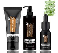 3PCS Men's Skin Care Sets & Kits, Anti-Aging Face Wash Kit for Fine Lines & Wrinkles - Face Wash, Toning Serum & Scrub to Deeply Cleanse, Tighten & Hydrate Skin - Gifts for Men, Mens Moisturiser Face