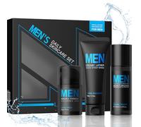 3PCS Mens Skin Care Sets & Kits - Men's Skincare Set - with Cleanser, Toner and Facial Cream - Oil Control, Hydrating & Revitalising Daily Face Care Kit - Mens Facial Kit for Smooth & Fresh Skin