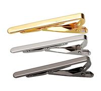 3pcs Men's Tie Clips Set - Gold, Silver, Black Tie Pin Set