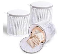 3PCS Mesh Laundry Bags with Zips, Reuse Durable Washing Machine Bag for Blouses, Hosiery, Underwear, Bra, Lingerie and Baby Clothing (3Bra bags, White)