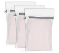 3PCS Mesh Laundry Bags with Zips, Small Fine Laundry Bags for Washing Machine, Washing Bag Reusable Wash Bag for Bras, Socks, Travel Clothes Dryer Safe Grey 12inx16in