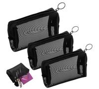 3PCS Mesh Zipper Pouch Set | Tiny Cosmetic Bags with Zippers | Portable Makeup, Toiletry, & Travel Accessories for Daily Use