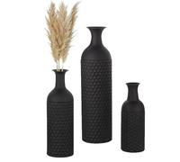 3pcs Metal Black Cylinder Vases with Cover Floor Vase EylKoi Tall Large Extra for Home Decor Living Room Modern Corner Giant Stand Up Hallway Honeycomb Texture Indoor Office, H: 41+51+68cm(H)