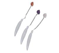 3Pcs Metal Feather Bookmarks Set, Vintage Crystal Pendant Bookmark, Handmade Alloy Feather Design with Stone, Gift for Teacher Mother Valentine Birthday (A Type)