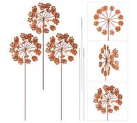 3Pcs Metal Flowers for Outside,Rustic Garden Stake Decorative,Weather-Resistant Flower Bed Decor Plant Stakes,Rust Dandelion Garden Decor for Lawn Yard Art Outdoor Walkway Potted Accessory(Style 2)