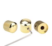 3Pcs Metal Guitar Knobs Gold Volume Tone Dome Speed Control Knob with Allen Keys Screws Set for Fender Strat Telecaster Gibson Les Paul Guitar Bass Accessories (Gold)
