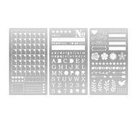3Pcs Metal Log Planner Stencils Template, Reusable Calendar Journaling Stencils Alphabet Template for Journaling Planner Accessories Supplies Engraving Templates for Crafts DIY