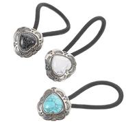 3pcs Metal Ponytail Holder with Heart Cuff, Vintage | Cloth and Iron Build, Turquoise Embellishment, Free-spirited Styling for Women and Western Ponytails