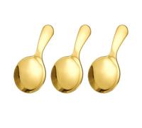 3Pcs Metal Short Handle Spoons Polishing Cutlery Stainless Steel Mini Teaspoon Dessert Coffee Serving Sugar Spoons Gold Round Condiments Spoons