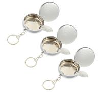 3pcs Metal Storage Case with Hanging Loop, Silver round Ash Container | Aluminum Alloy Build, Polished Patterned Surface, Key Ring Included, for Coins and Small Jewelry Random Style