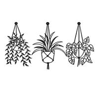 3Pcs Metal Vase Flowers Sign Wall Arts Decor, Minimalism Flower in Vase Hanging Iron Wall Decoration, Elegant Plant Potted Wall Art Sculpture for Home Bedroom Bathroom Kitchen Outdoor Indoor (Black)