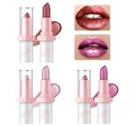 3Pcs Metallic Glitter Lipstick Set, Highly Pigmented Long Lasting Lipsticks, Waterproof, Moisturizing and Smooth, with A Diamond Like Shimmer Effect, for Women(Pink, Red, Purple)
