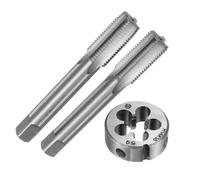 3pcs Metric Hand Tap and Die Set, M14 x 1.5 Taper/Thread Taps & Round Die, Hand Threading Tapping Tool Kit for Thread Repair