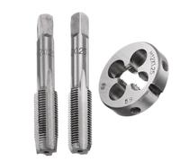 3pcs Metric Hand Tap & Die Set, M12 x 1.25 Taper/Bottom Thread Taps + Round Die, Tap and Die Kit Hand Threading Tapping Tools for Metalworking, Automotive Repair, DIY Projects, Machinery