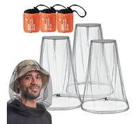 3PCS Midge Head Net, Mosquito Head Protecting Net with Storage Bag, Mosquito Head Net Face Mesh, Fine Mesh Insect Netting Cover for Outdoor, Hiking, Walking, Fishing (Grey)