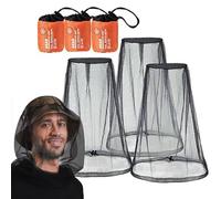3PCS Midge Head Net, Mosquito Head Protecting Net with Storage Bag, Mosquito Head Net Face Mesh, Fine Mesh Insect Netting Cover for Outdoor, Hiking, Walking, Fishing (Black)