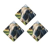 3PCS Milk Cow Car Air Freshener Hanging Scented Cards Cute Black Car Fresheners Long Lasting New Cars Scents for Women Men Natural Air Freshener with Lanyard Automotive Freshies