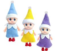 3pcs Mini Baby Elves Christmas Elf Baby Dolls for Girls Boys,Cute Little Elfs Twins Tiny Christmas Dolls Elf Accessories,Girl Elf Small Elf Baby Doll Elf Novelty Gift for Kids Xmas Stocking Stuffers