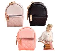 3Pcs Mini Backpack for Women PU Leather Coin Purse 3 Colors Coin Purses for Women with Keychain Clip Perfect for Holding Card Holder Data Cable Organizer Zipper Pouch