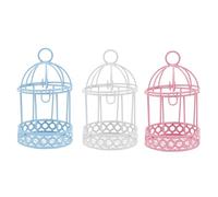 3pcs Mini Birdcage Ornament Bird Cage Desktop Storage Table Miniature Metal Wire Hanging Desk Topper Girl Heart Decoration Hollow Wrought Iron Small -